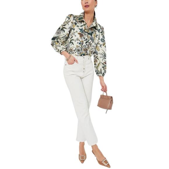 Tuckernuck Sharp Floral Serena Blouse Button Front Long Sleeve Size XL - Picture 1 of 16